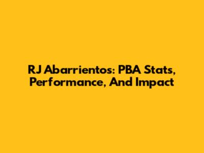RJ Abarrientos: PBA Stats, Performance, And Impact