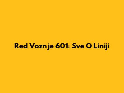 Red Voznje 601: Sve O Liniji