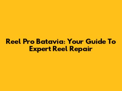 Reel Pro Batavia: Your Guide To Expert Reel Repair