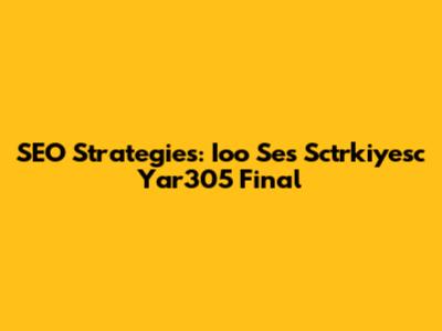 SEO Strategies: Ioo Ses Sctrkiyesc Yar305 Final