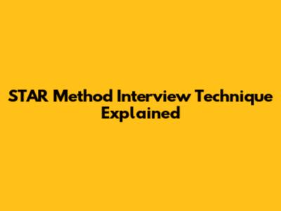STAR Method Interview Technique Explained