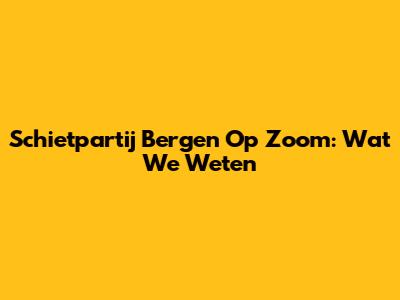 Schietpartij Bergen Op Zoom: Wat We Weten
