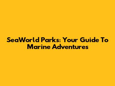 SeaWorld Parks: Your Guide To Marine Adventures