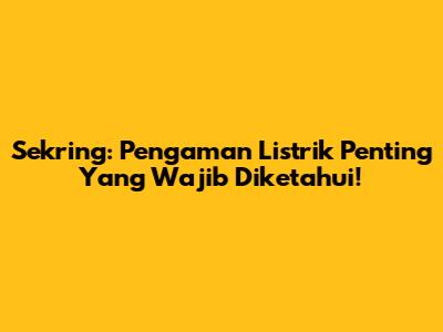 Sekring: Pengaman Listrik Penting Yang Wajib Diketahui!