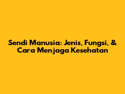 Sendi Manusia: Jenis, Fungsi, & Cara Menjaga Kesehatan