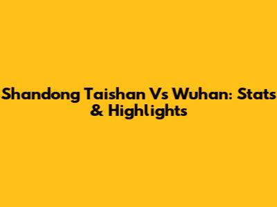 Shandong Taishan Vs Wuhan: Stats & Highlights