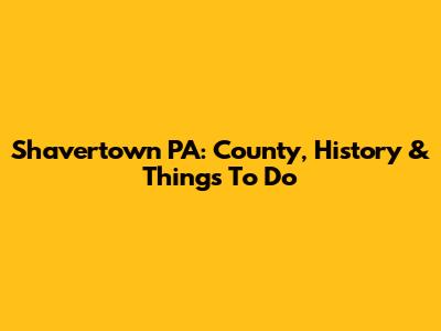 Shavertown PA: County, History & Things To Do
