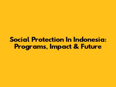 Social Protection In Indonesia: Programs, Impact & Future