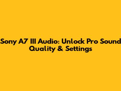 Sony A7 III Audio: Unlock Pro Sound Quality & Settings