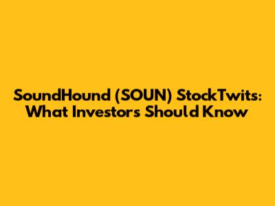 SoundHound (SOUN) StockTwits: What Investors Should Know