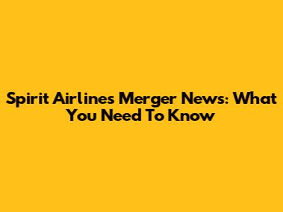 Spirit Airlines Merger News: What You Need To Know