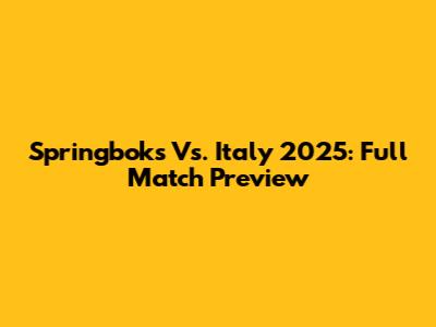 Springboks Vs. Italy 2025: Full Match Preview