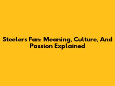 Steelers Fan: Meaning, Culture, And Passion Explained