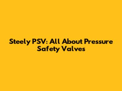 Steely PSV: All About Pressure Safety Valves