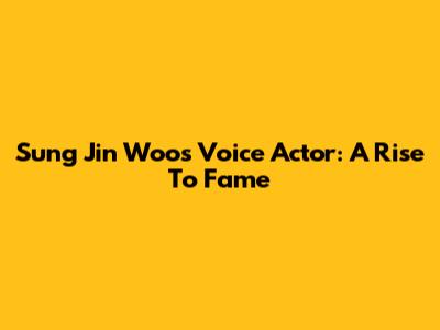 Sung Jin Woo's Voice Actor: A Rise To Fame