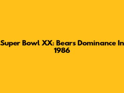Super Bowl XX: Bears' Dominance In 1986