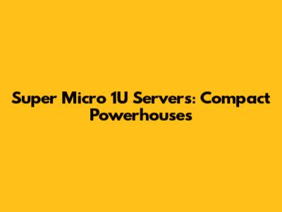 Super Micro 1U Servers: Compact Powerhouses