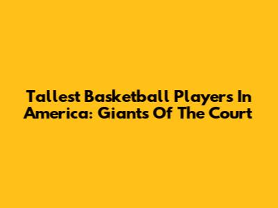 Tallest Basketball Players In America: Giants Of The Court
