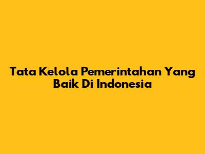 Tata Kelola Pemerintahan Yang Baik Di Indonesia