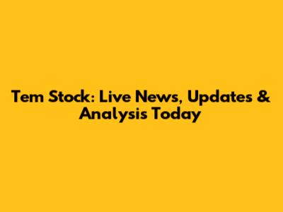 Tem Stock: Live News, Updates & Analysis Today
