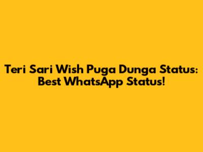 Teri Sari Wish Puga Dunga Status: Best WhatsApp Status!