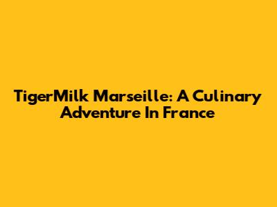 TigerMilk Marseille: A Culinary Adventure In France