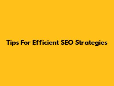 Tips For Efficient SEO Strategies