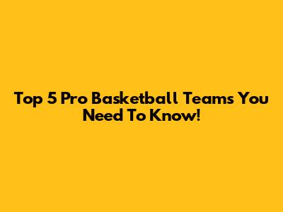 Top 5 Pro Basketball Teams You Need To Know!