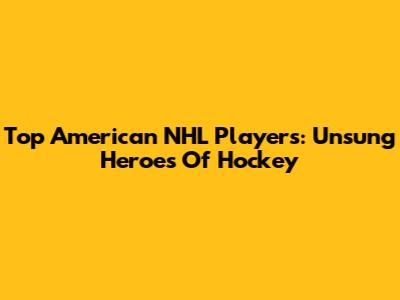 Top American NHL Players: Unsung Heroes Of Hockey