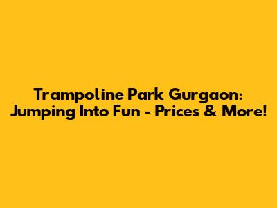 Trampoline Park Gurgaon: Jumping Into Fun - Prices & More!