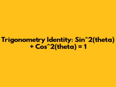 Trigonometry Identity: Sin^2(theta) + Cos^2(theta) = 1