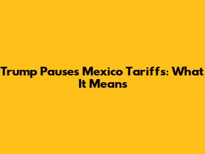 Trump Pauses Mexico Tariffs: What It Means