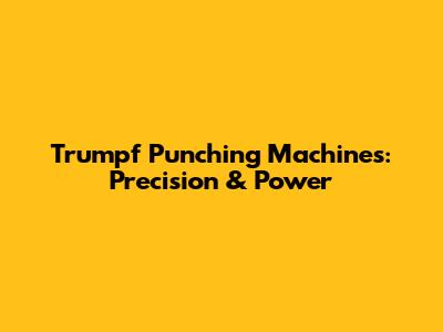 Trumpf Punching Machines: Precision & Power