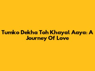 Tumko Dekha Toh Khayal Aaya: A Journey Of Love