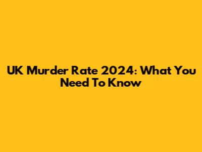 UK Murder Rate 2024: What You Need To Know