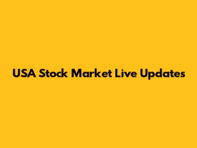 USA Stock Market Live Updates