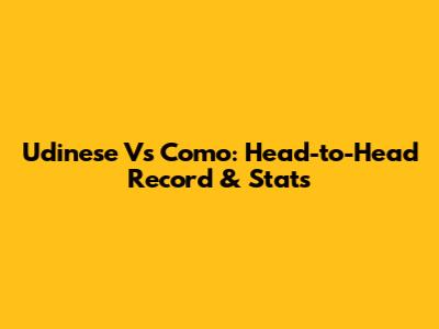 Udinese Vs Como: Head-to-Head Record & Stats