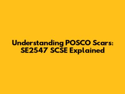 Understanding POSCO Scars: SE2547 SCSE Explained