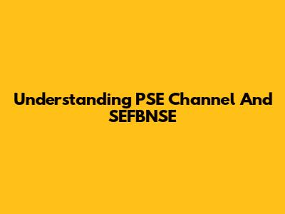 Understanding PSE Channel And SEFBNSE