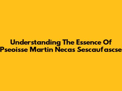 Understanding The Essence Of Pseoisse Martin Necas Sescaufascse
