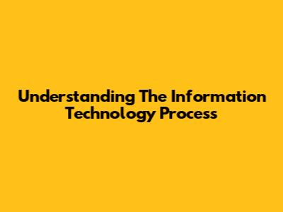 Understanding The Information Technology Process