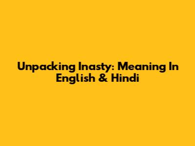 Unpacking 'Inasty': Meaning In English & Hindi