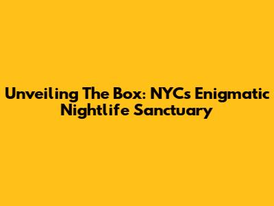 Unveiling The Box: NYC's Enigmatic Nightlife Sanctuary
