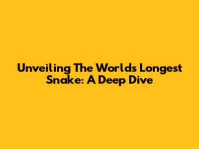 Unveiling The World's Longest Snake: A Deep Dive