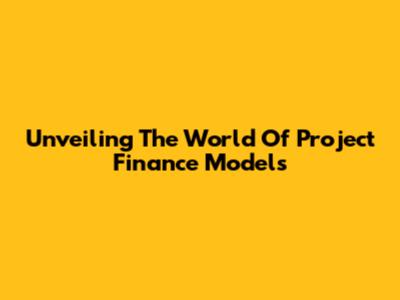 Unveiling The World Of Project Finance Models