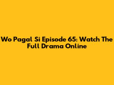Wo Pagal Si Episode 65: Watch The Full Drama Online