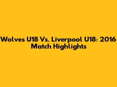 Wolves U18 Vs. Liverpool U18: 2016 Match Highlights