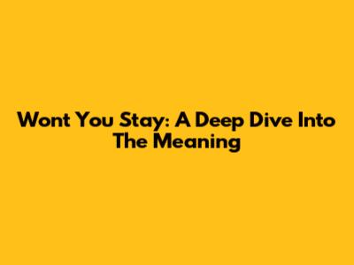 Won't You Stay: A Deep Dive Into The Meaning