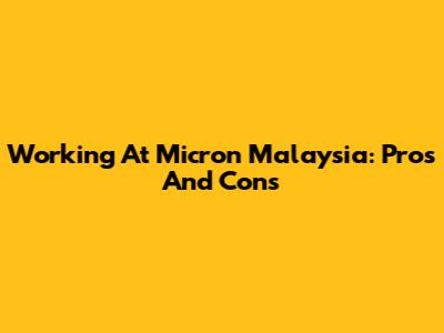 Working At Micron Malaysia: Pros And Cons