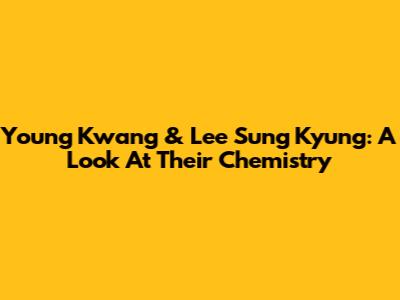 Young Kwang & Lee Sung Kyung: A Look At Their Chemistry